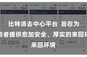 比特派去中心平台 旨在为投资者提供愈加安全、厚实的来回环境