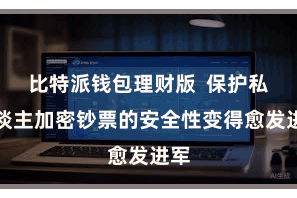 比特派钱包理财版  保护私东谈主加密钞票的安全性变得愈发进军