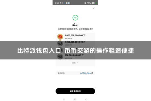比特派钱包入口  币币交游的操作粗造便捷
